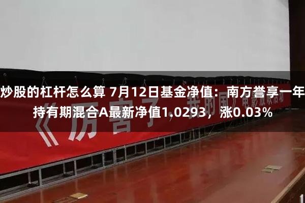 炒股的杠杆怎么算 7月12日基金净值：南方誉享一年持有期混合A最新净值1.0293，涨0.03%