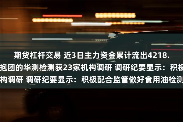 期货杠杆交易 近3日主力资金累计流出4218.75万元！明星基金经理抱团的华测检测获23家机构调研 调研纪要显示：积极配合监管做好食用油检测