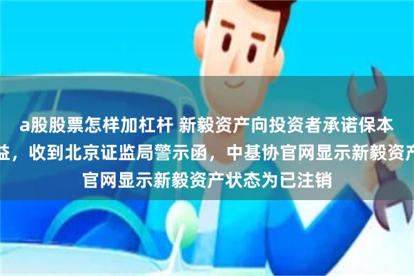 a股股票怎样加杠杆 新毅资产向投资者承诺保本、承诺最低收益，收到北京证监局警示函，中基协官网显示新毅资产状态为已注销