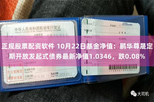 正规股票配资软件 10月22日基金净值：鹏华尊晟定期开放发起式债券最新净值1.0346，跌0.08%